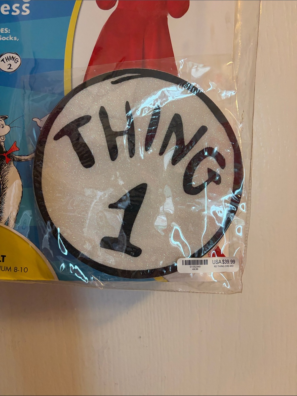 Red "Thing 2" adults Costume Dress with Blue Accents - Picture 5 of 5